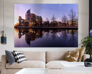 De skyline van het centrum van Den Haag Nederland tijdens de zonsopkomst van Retinas Fotografie