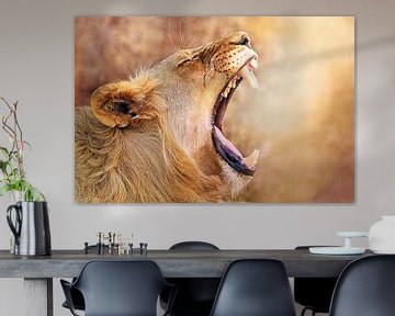 Gähnende Löwin, Südafrika von W. Woyke