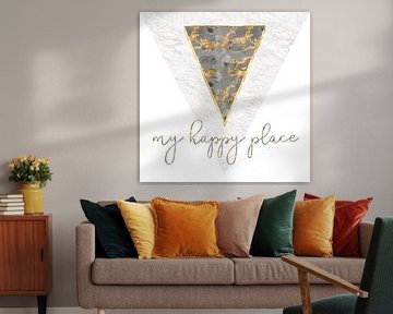 Graphic Art MARBLE My happy place | gold  by Melanie Viola