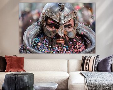 Colorful Northman or Viking with helmet during the folk festival carnival by Atelier Liesjes