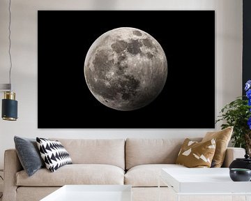 Vollmond im dunklen nächtlichen Himmel  von Sjoerd van der Wal Fotografie