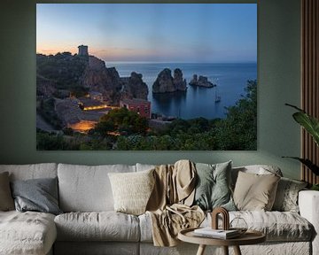 Tonnara and Faraglioni rocks in Scopello at dusk by iPics Photography