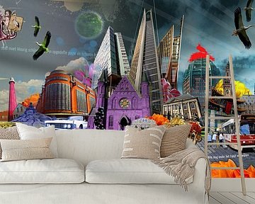 Collage skyline Scheveningen tot Den Haag  van Herman van Belkom