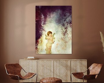 VINTAGE AMOR IN PURPLE ABSTRACT FOREST