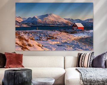 Paysage d'hiver avec hangar à bateaux en Norvège sur Adelheid Smitt