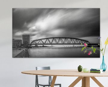 Railway bridge Nijmegen (black / white) by Lex Schulte