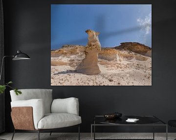 Lonely sandstone pillar, La Pared, Fuerteventura, Canary Islands, Spain by Rene van der Meer
