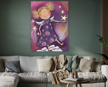 Blonde Engel - Schilderij voor Kinderen van Atelier BuntePunkt