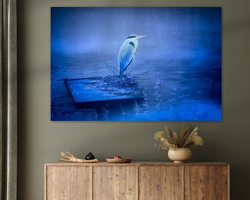 Heron in the fog by Jan van der Knaap
