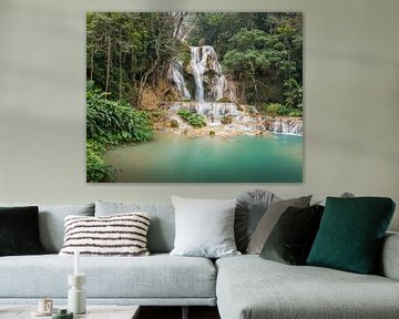 Kuang Si waterval bij Luang Prabang, Laos van Rietje Bulthuis