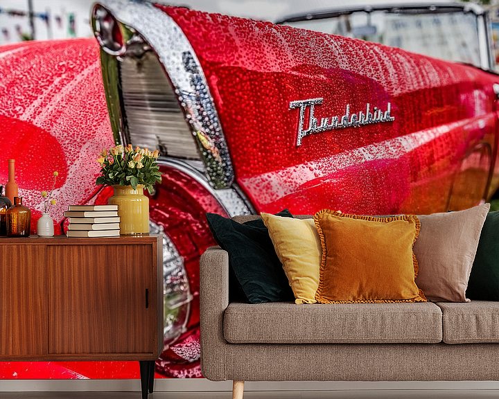 Sfeerimpressie behang: Ford Thunderbird vleugel na regen van autofotografie nederland