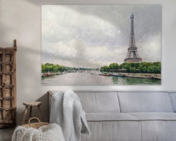 Parijs, met de Eiffeltoren aan de Seine van Art by Jeronimo