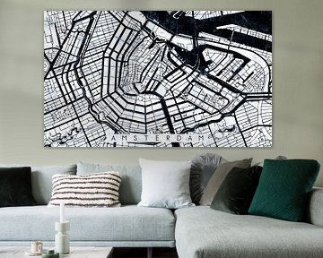 Amsterdam Stadskern Stratenplan Wit