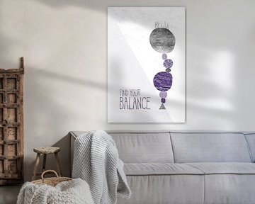 Graphic Art RELAX - FIND YOR BALANCE | ultraviolet von Melanie Viola