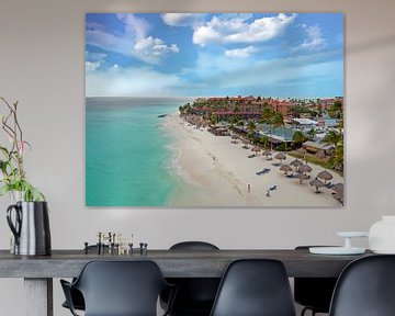 Aerial van Druif beach op Aruba  in de Caribbean  von Eye on You