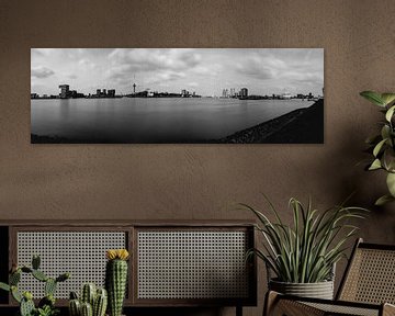 Drie peilers van Rotterdam (panorama) zwartwit van Nathan Okkerse