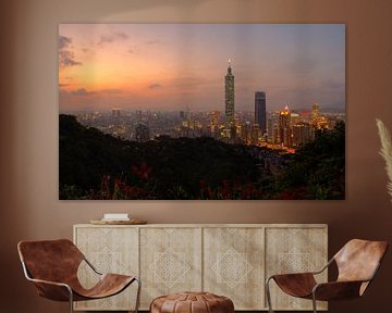 View over Taipei city just afer sunset. by Jos Pannekoek