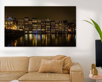 Amsterdam Damrak by night by Jacqueline Kroezen