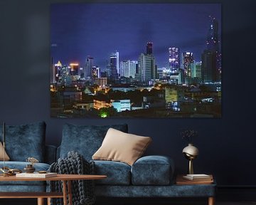 Bangkok Skyline in de nacht van Lisette van Oosterhout