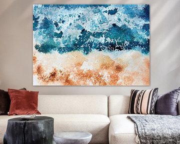 Where the ocean meets the sand | Aquarel schilderij