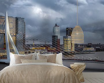 Skyline Rotterdam met storm van Prachtig Rotterdam