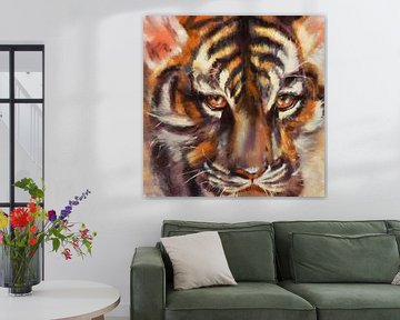 3. Oil painting, tiger.