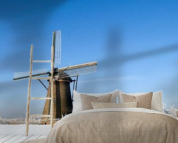 Winter mill near Kinderdijk by Thijs Schouten