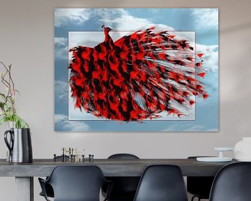 Artistic Red Peacock van Yvon van der Wijk