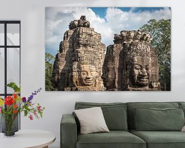 Visages de Bouddha à Bayon, Cambodge sur Rietje Bulthuis