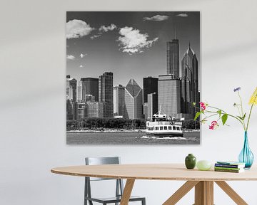Skyline van CHICAGO | zwart-wit  van Melanie Viola
