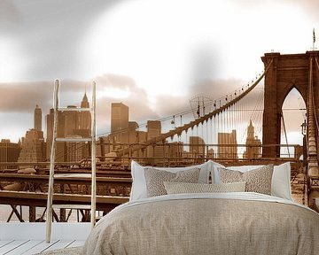 Brooklyn Bridge Sepia Panorama van Studio Retouched fotoshop