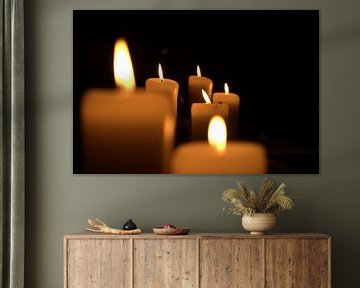 six burning candles in the dark by Atelier Liesjes