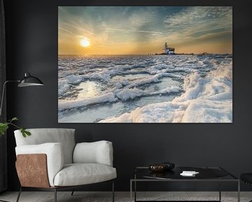 Lighthouse Paard van marken in wintertime von Menno Schaefer