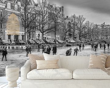 Schaatsers op de Keizersgracht in Amsterdam van Dennisart Fotografie
