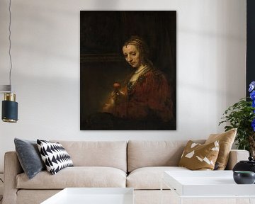 Vrouw met een roze, Rembrandt