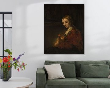 Frau mit einem Rosa, Rembrandt
