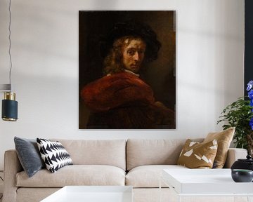 Man in een rode mantel, de stijl van Rembrandt