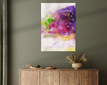 Violet Pink Gold Painting Watercolor Art