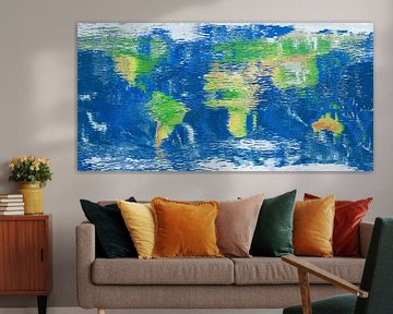 Wasserspiegelkarte der Welt von Frans Blok