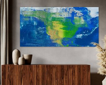 Waterspiegelkaart Noord-Amerika van Frans Blok - foto's, kunst en andere wanddecoratie
