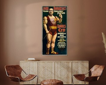 Amerikaanse oude poster over de sterkste man ter wereld uit 1898 van Atelier Liesjes