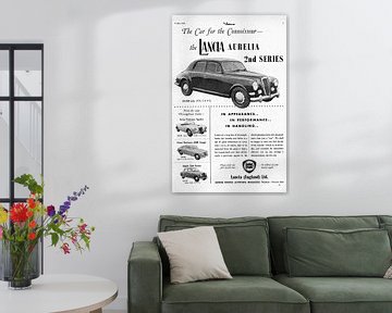 old British advertisement of the Lancia Aurelia from 1956 by Atelier Liesjes