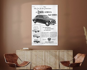 alte britische Werbung des Lancia Aurelia von 1956