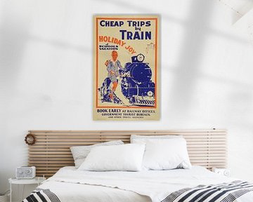 Affiche publicitaire pour des vacances touristiques en train en Nouvelle-Zélande, 1933 sur Atelier Liesjes