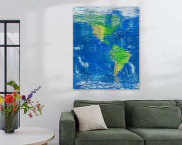 Wasserspiegelkarte Nord- und Südamerika von Frans Blok - Fotos, Kunst und weitere Wanddekoration