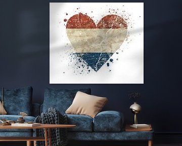 Heart shaped grunge vintage flag of Netherlands van Anton Eine