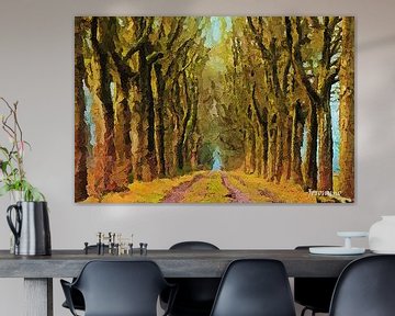 Peinture d'une rangée d'arbres à Visdonk (Roosendaal, Brabant) sur Art by Jeronimo