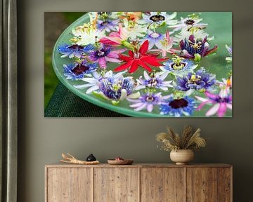 bowl with floating passion flowers by Tom Elst