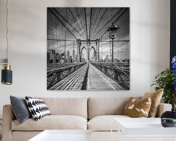 NEW YORK CITY, Brooklyn Bridge | zwart-wit van Melanie Viola