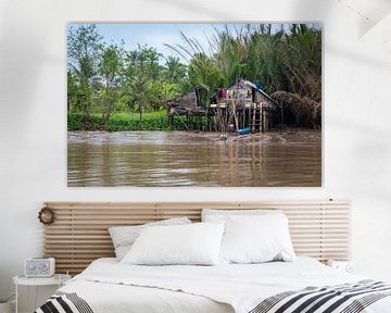 Wonen op de oever van de Mekong, Vietnam